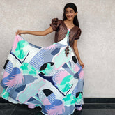 Long frock and Banaras over coat